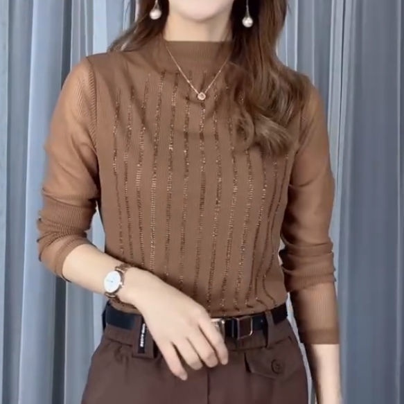 Áo Thun Tay Dài Dáng Rộng Thời Trang Mùa Thu Cho Phụ Nữ Trung Niên