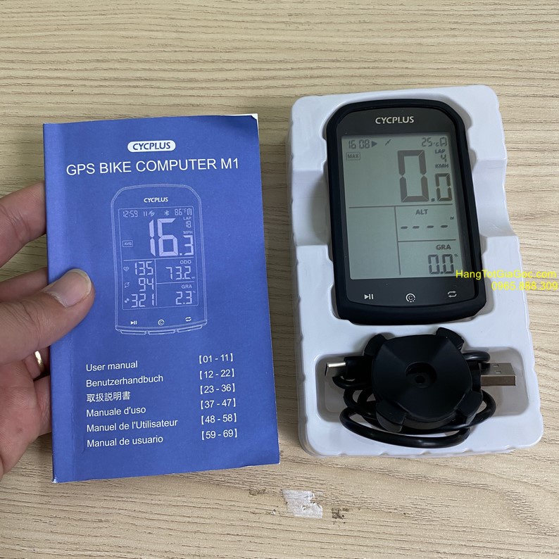 Đồng hồ xe đạp GPS không dây Cycplus M1 cao cấp, màn 2.9inch, đo tốc độ, quãng đường đi xe –