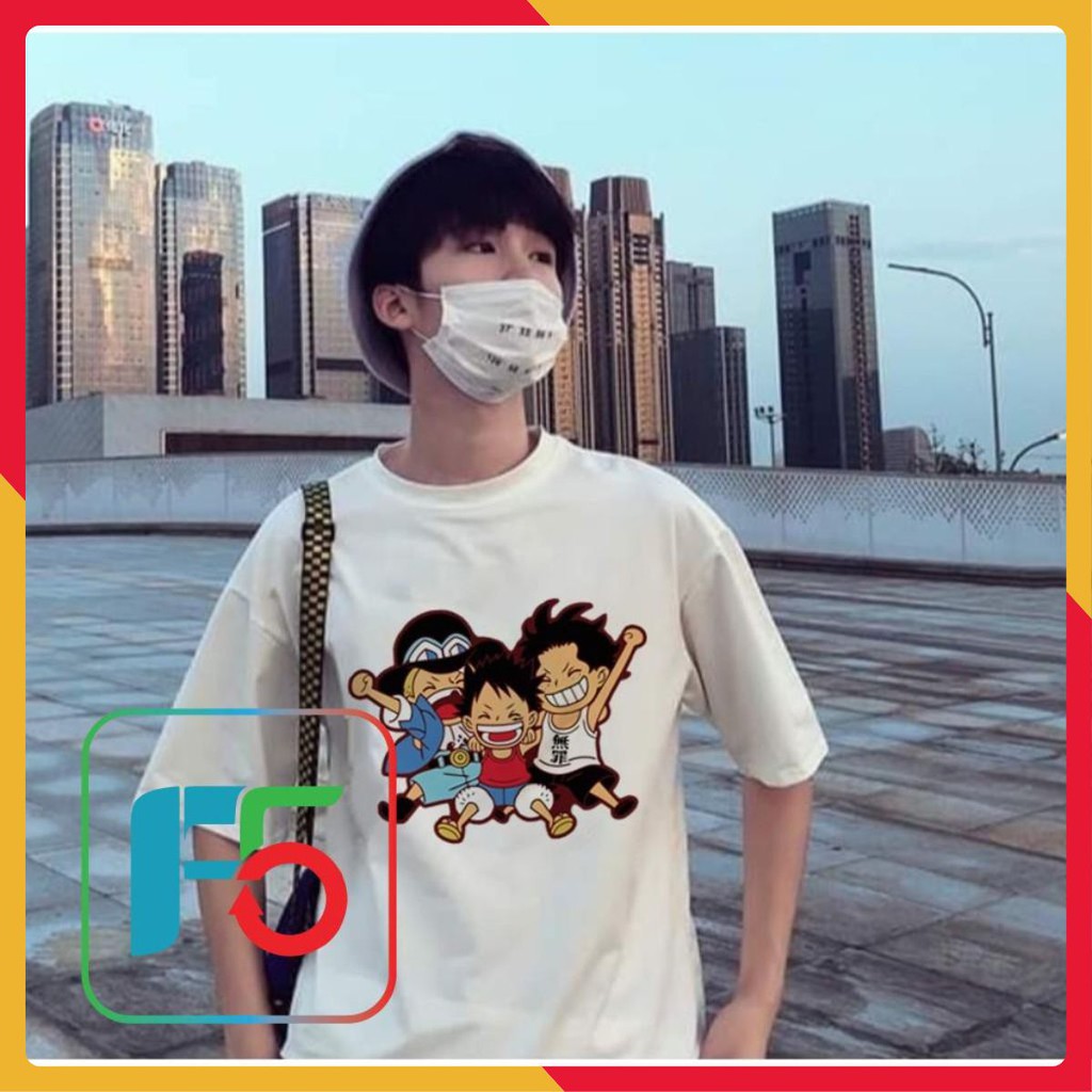 Áo Thun Tay Lỡ Unisex Màu Trắng Anh Em One Piece ASL