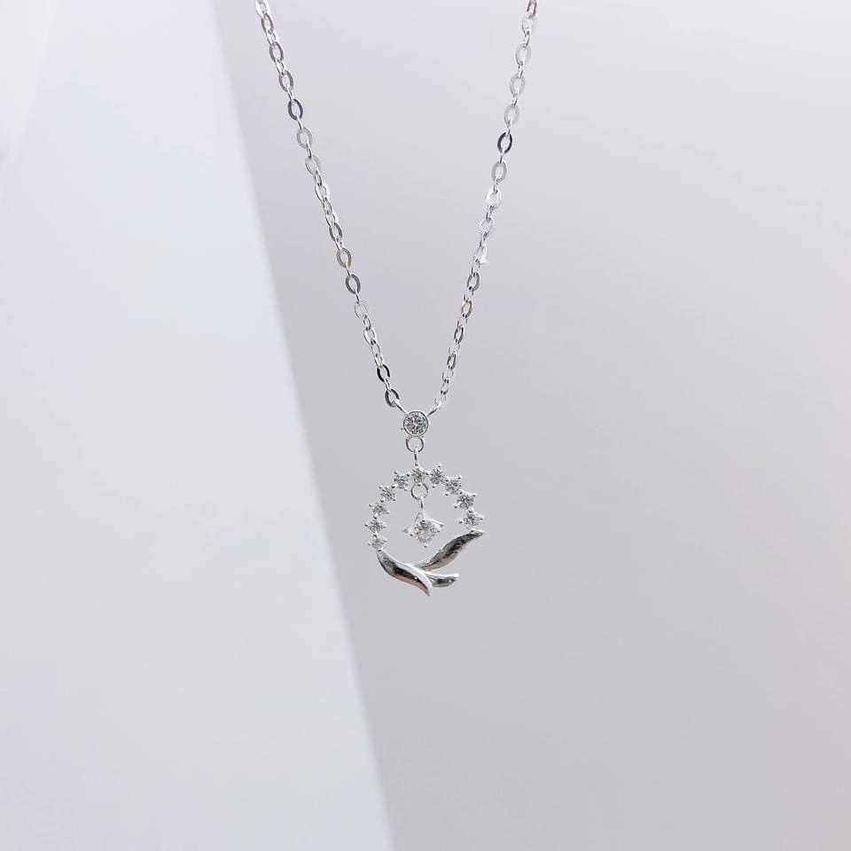 Dây chuyền bạc sang trọng đính đá trắng đẹp dành cho nữ - Kho sỉ bạc Nhất Linh