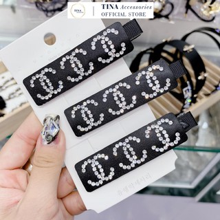 Kẹp Tóc Đen Chữ X Đính Đá Sáng Lấp Lánh Phong Cách Năng Động CT11