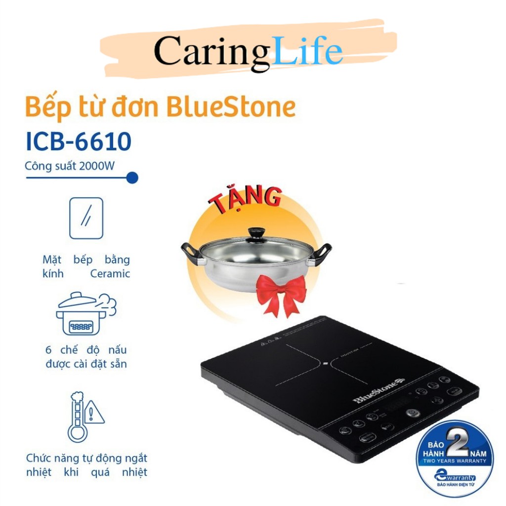 Bếp từ đơn BlueStone ICB-6610(2000W)- Tặng kèm nồi - Bảo hành 24 tháng