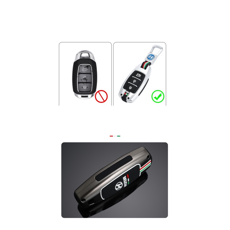 ✨Mới✨ Ốp Chìa Khóa Xe Hyundai Santafe (19-20), Accent (18-20), Kona,  Hợp Kim Kẽm Mẫu Cờ Ý 3 Nút