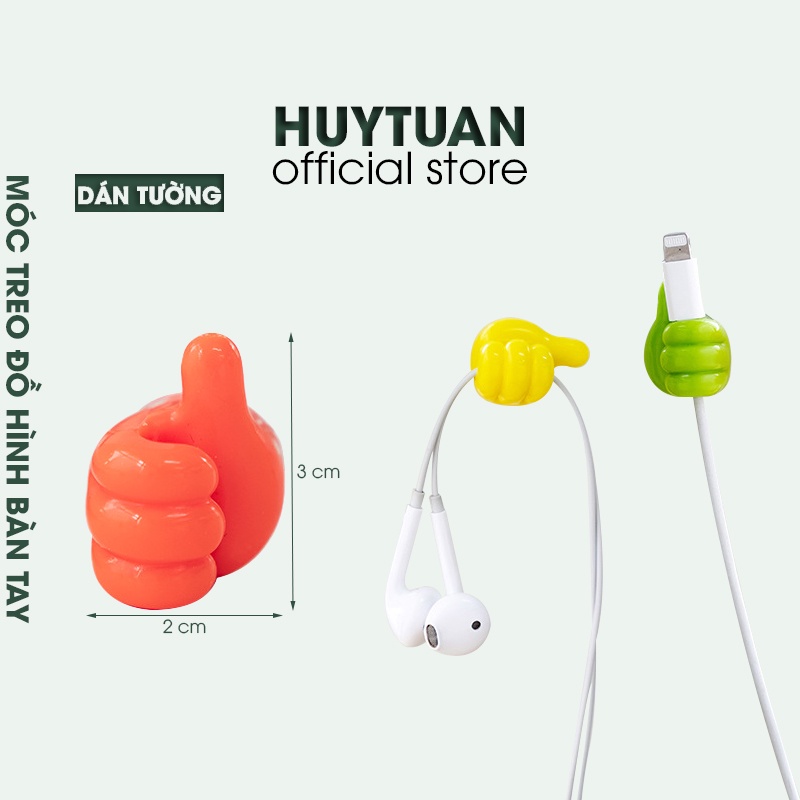Móc dán tường treo đồ, kẹp giữ cáp sạc, tai nghe hình bàn tay