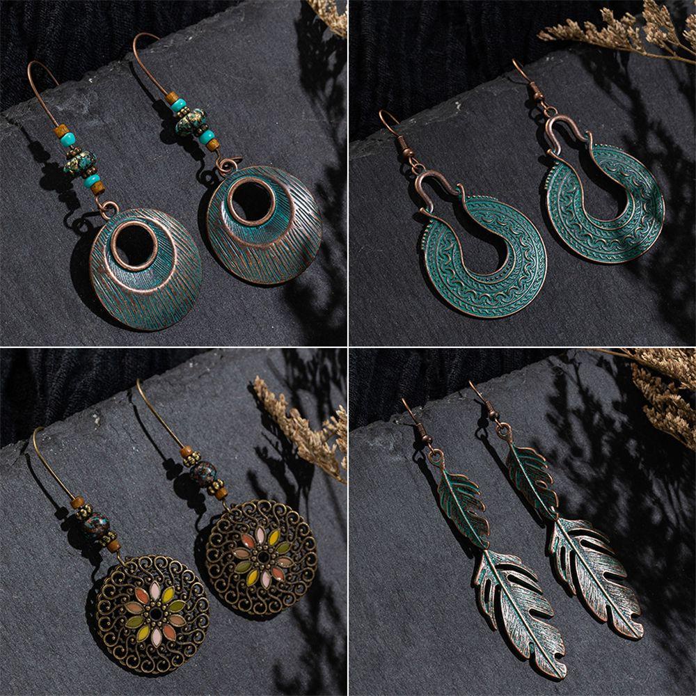 BANANA1 1 Đôi Hoa Tai Dáng Dài Phong Cách Boho Cổ Điển Cho Nữ