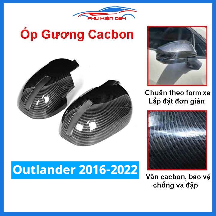 Ốp gương chiếu hậu Outlander 2016-2017-2018-2019-2020-2021-2022 vân Cacbon bảo vệ chống trầy trang trí làm đẹp xe