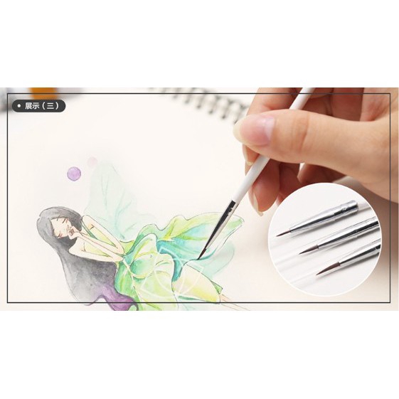 Bộ 3 cọ vẽ tranh sơn dầu viết thư pháp thủ công AHB021