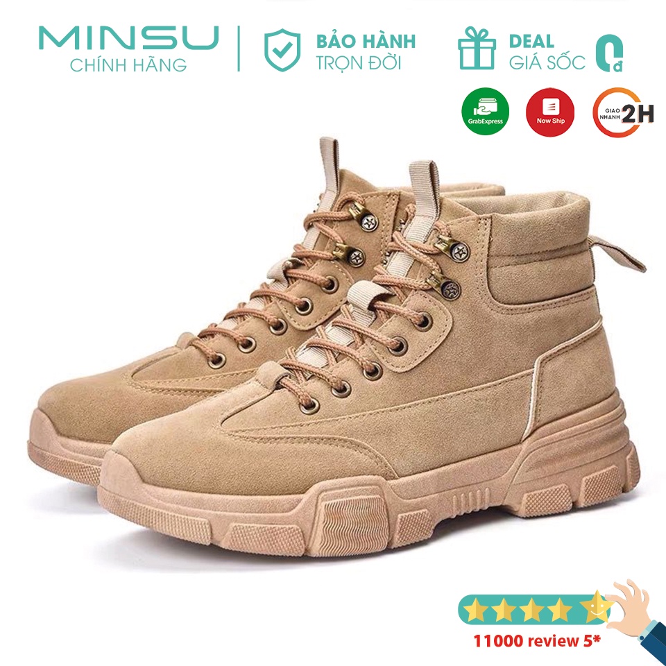 Giày Boot Cổ Cao Nam MINSU M3312 Nam Phong Cách Hàn Quốc Thích Hợp Mang Đi Chơi, Đi Phượt, Du Lịch Cực Chất