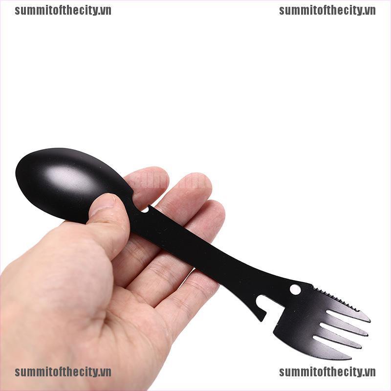 Muỗng Nĩa Kiêm Dụng Cụ Mở Nắp Chai Đa Năng Dùng Khi Đi Cắm Trại