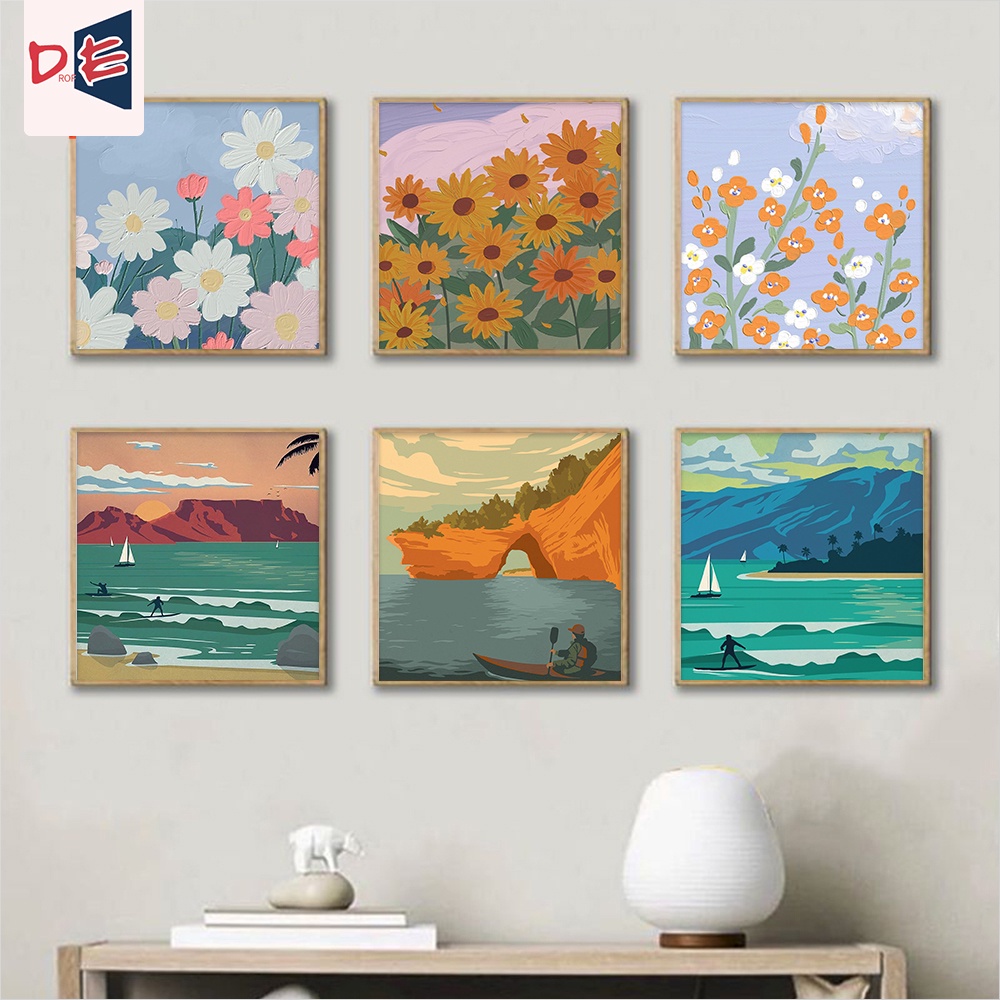 Bộ Tranh Thêu Chữ Thập Tự Làm Hình Hoa 20x20cm /30x30cm Trang Trí Nhà Cửa