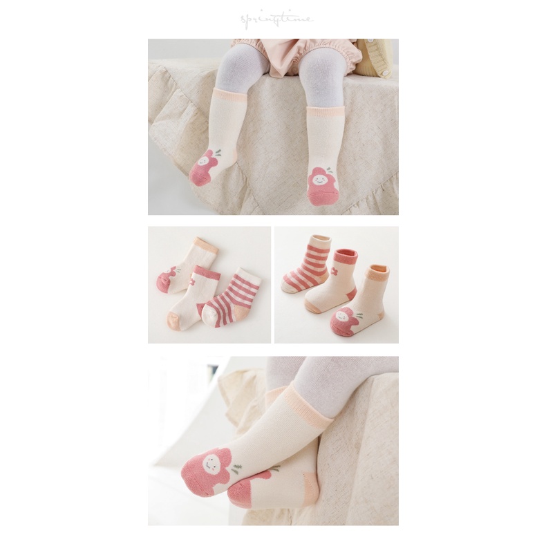 Combo 3 tất cao cổ cho bé sơ sinh, Tất trẻ em hình thú cực yêu cho trẻ Biacare 0 - 3 Tuổi