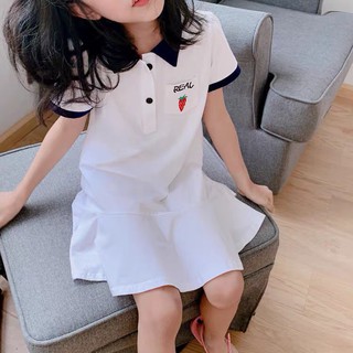 Váy polo trắng thể thao bé gái siêu xinh 8-18kg
