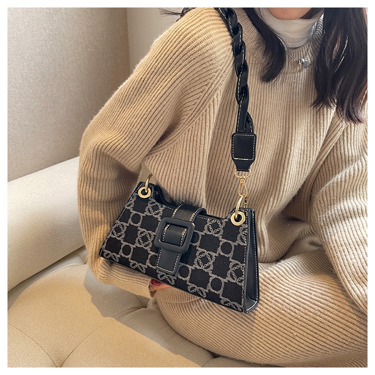 Túi xách JASMIN NOIR đeo chéo nắp gập in họa tiết hoa thời trang cho nữ