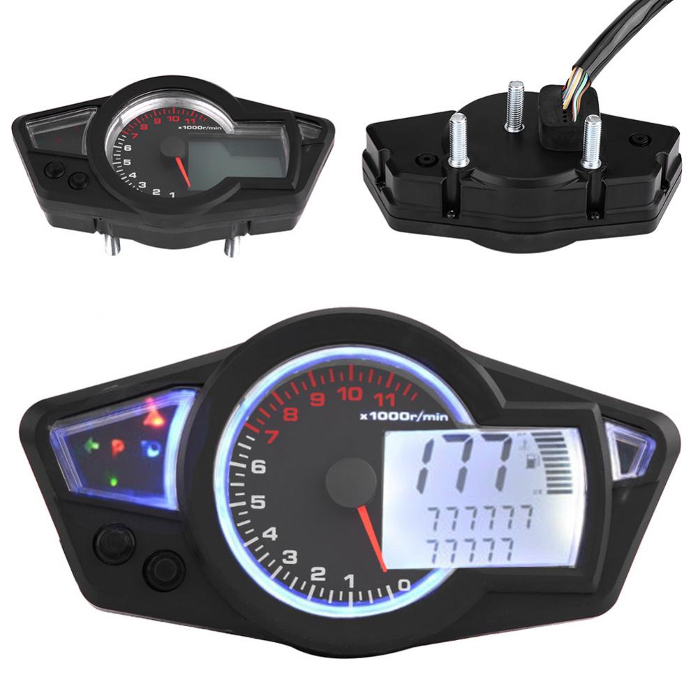 Phổ Xe Máy Kỹ Thuật Số LCD Đo Dặm Speedometer Tachometer 15000 VÒNG / PHÚT với Cảm Biến Tốc Độ