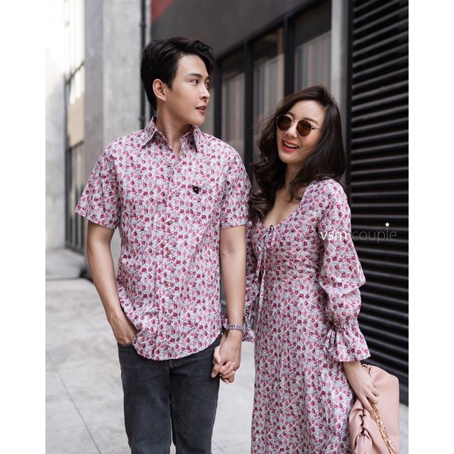 (Có BIGSIZE nữ 75kg, nam 90kg) Áo váy đôi hoạ tiết hoa mặc tết, dạo phố xinh xắn Forever Couple Store