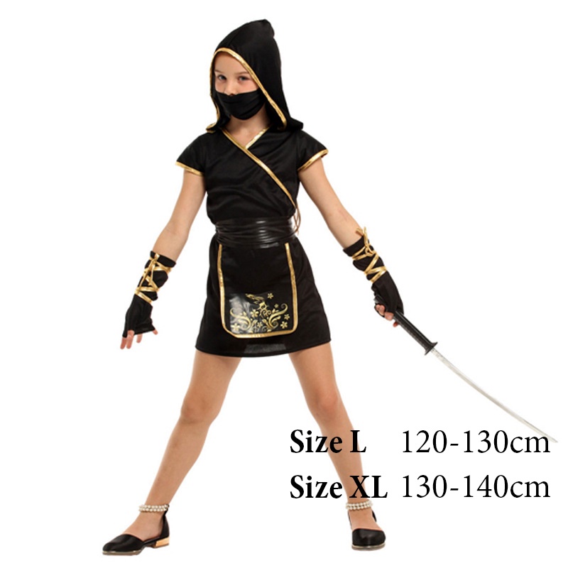 Bộ trang phục cho bé gái nhân vật ninja rồng đen hóa trang Halloween