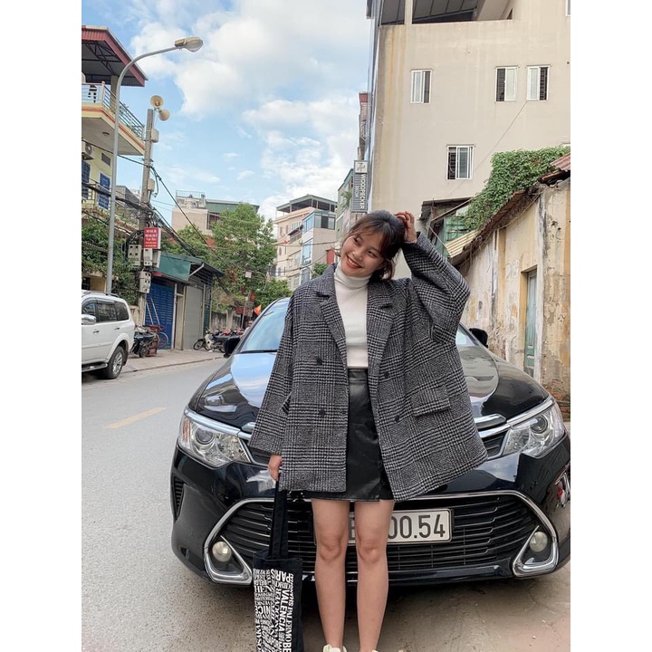 [ẢNH THẬT]Áo blazer kẻ sọc sang chảnh trơn Khoác Dạ Dáng Dài - dáng suông rộng trượt vạt bầu dáng rộng- áo khoá