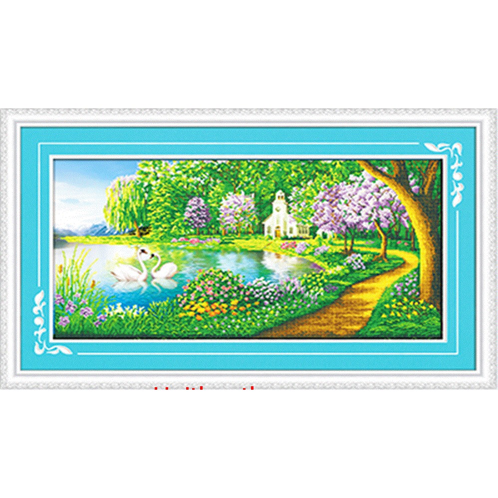 Tranh Thêu Chữ Thập 3D Cảnh Đẹp Mộng Mơ 88849 (KHÁCH TỰ THÊU) 87X49CM
