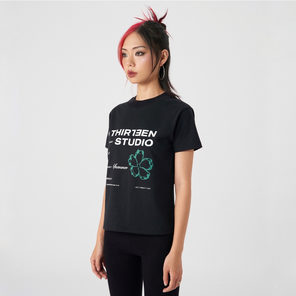 Áo thun nữ ngắn tay Peasy black T-shirt