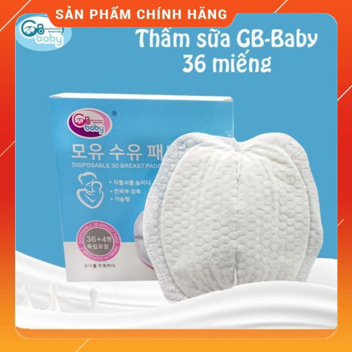 Miếng lót thấm sữa 3D hộp 36 miếng GB baby Hàn Quốc mềm mại thấm hút tốt