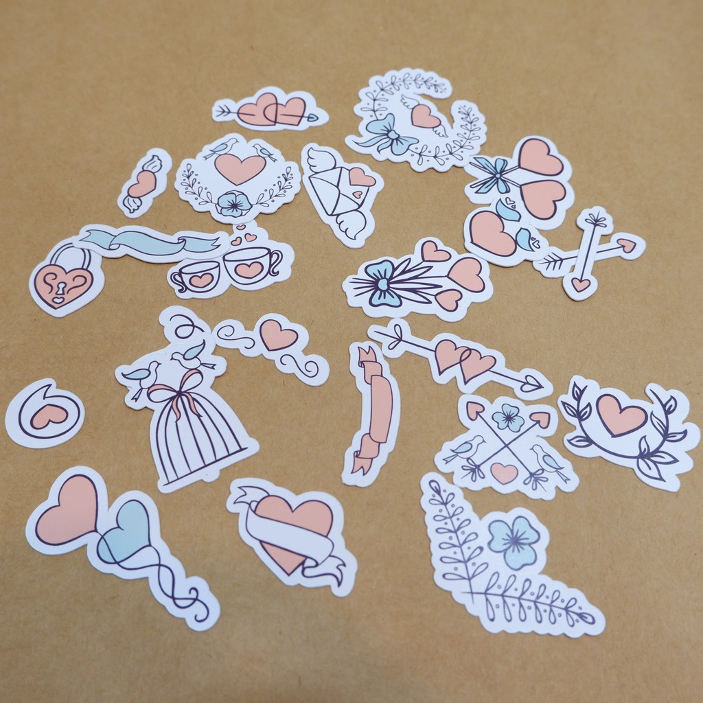 LOVE - Sticker die-cut - Sticker cắt rời - Nguyên liệu làm Scrapbook Handmade