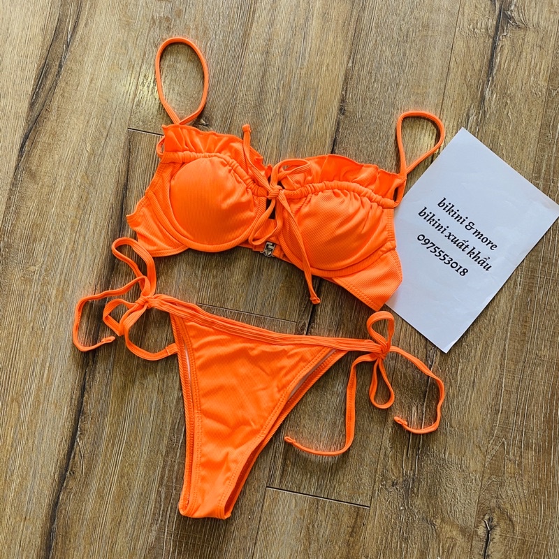 [BKN1344] <ÂU> SET BIKINI CAM/NÂU ĐỎ VẢI GÂN BÈO NGỰC (CÓ GỌNG) | BigBuy360 - bigbuy360.vn