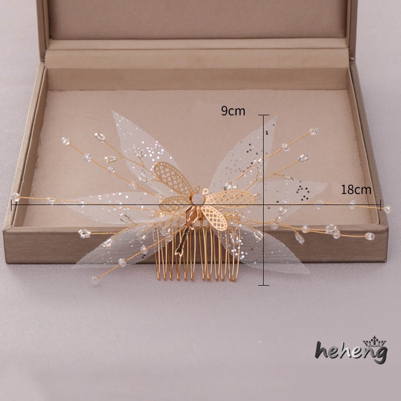 Lược Cài Tóc Họa Tiết Bướm Lấp Lánh Dành Cho Cô Dâu