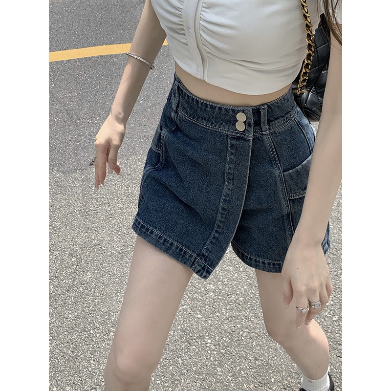 Chân Váy Jeans Lưng Cao Phong Cách Hàn Quốc Thời Trang Cho Nữ