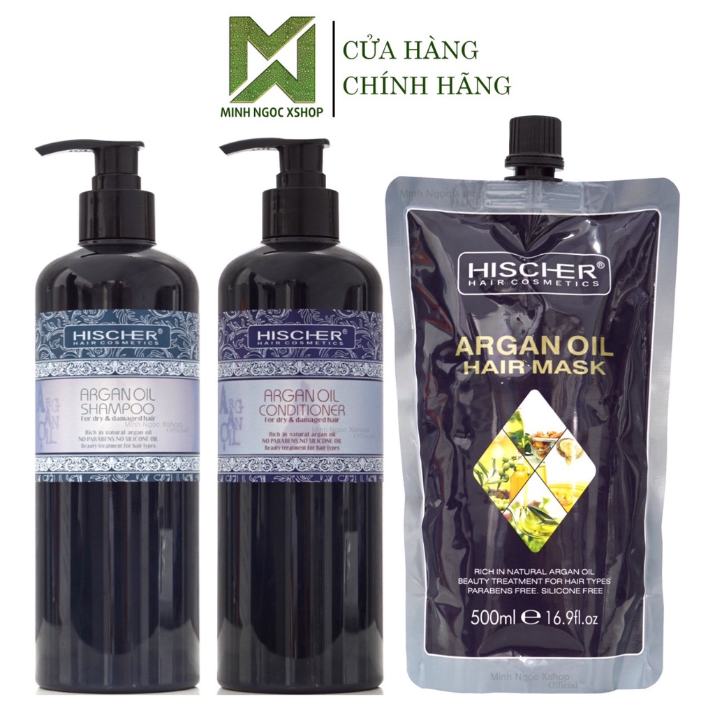 Dầu gội xả, kem ủ phục hồi cho mọi loại tóc Hischer Argan Oil 500 - 1000ML