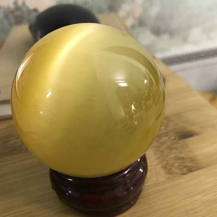 Bi cầu  phong thủy đá mắt mèo size trung