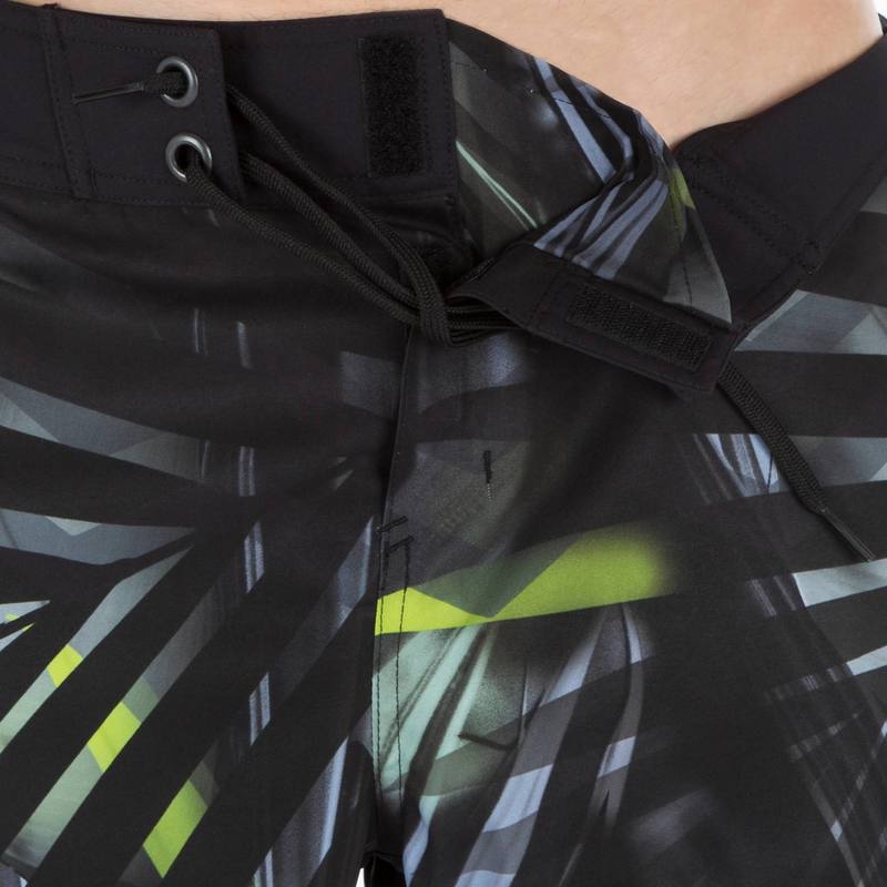 Quần dài ngang gối lướt ván Decathlon OLAIAN 500 xám họa tiết rừng nhiệt đới size S