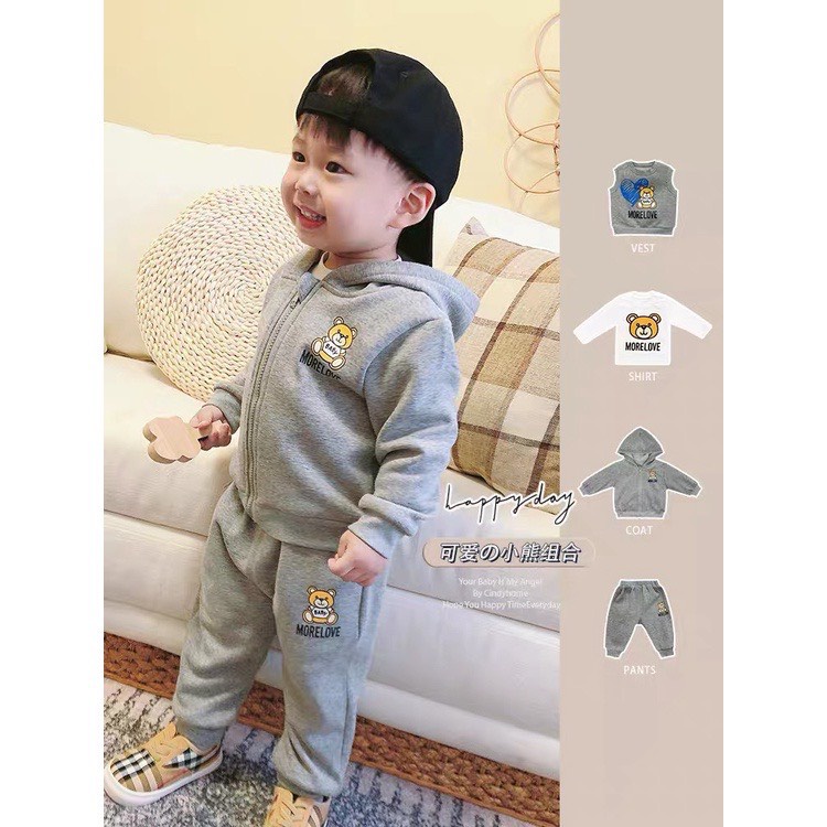 Bộ Nỉ Cho Bé Trai Và Bé Gái, Set 4in1 Dài Tay 4 Món Cho Bé Ken Store