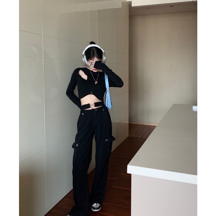 Porozi  Áo dệt kim  dài tay dáng ôm ngắn phong cách thời trang Hàn Quốc cho nữ