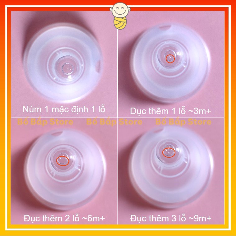 Núm Ti Moyuum ⚡TÁCH BÌNH⚡ Hỗ Trợ Đục Thêm Lỗ, Tiết Kiệm Chi Phí Cho Mẹ, Núm Ty Siêu Mềm Giúp Trẻ Dễ Dàng Hợp Tác