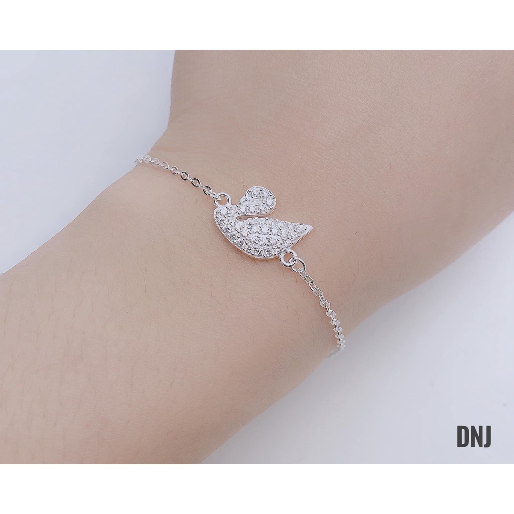 Lắc tay nữ bạc thật mẫu thiên nga trắng nổi bật cực đẹp - Kho sỉ bạc Nhất Linh