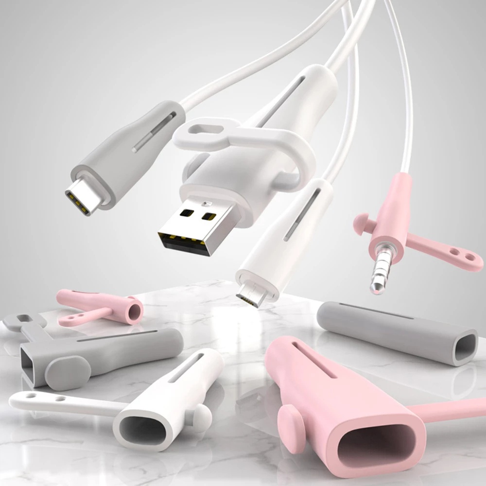Phụ kiện bảo vệ dây cáp  2 Trong 1 điện thoại chống đứt bằng silicon