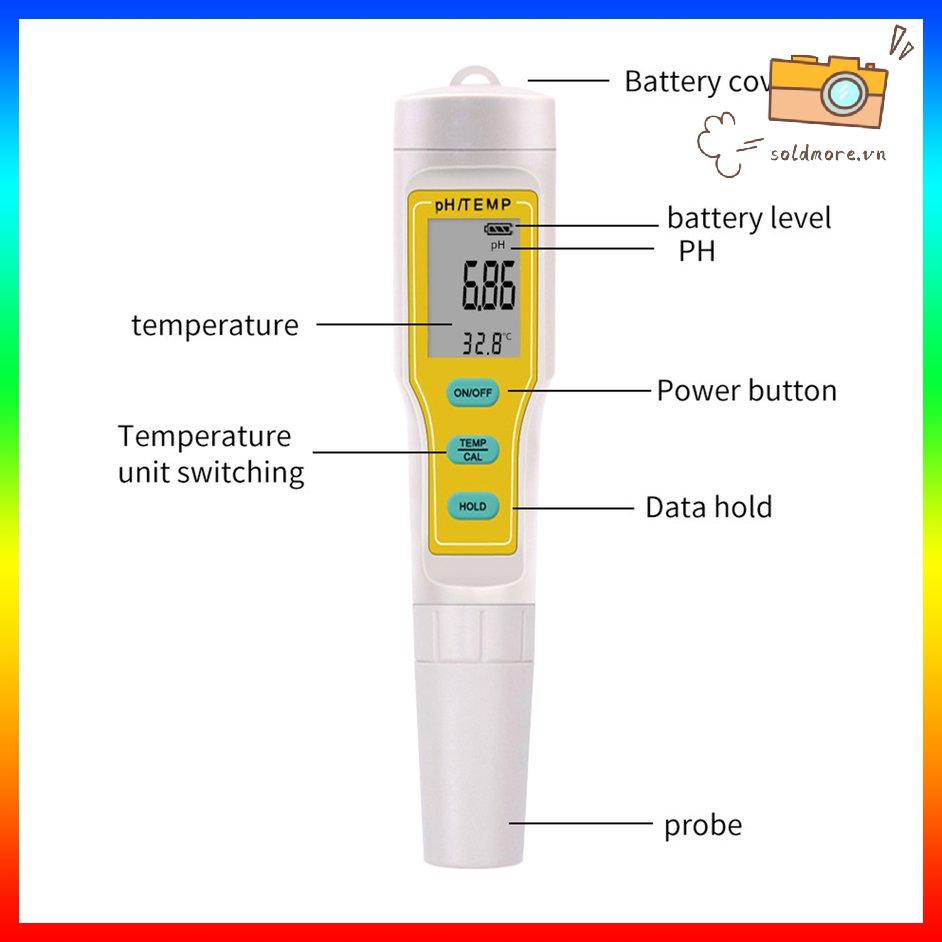 [SOE] PH Meter 0.01 Resolution 0-14pH Range Water Quality Temperature Tester