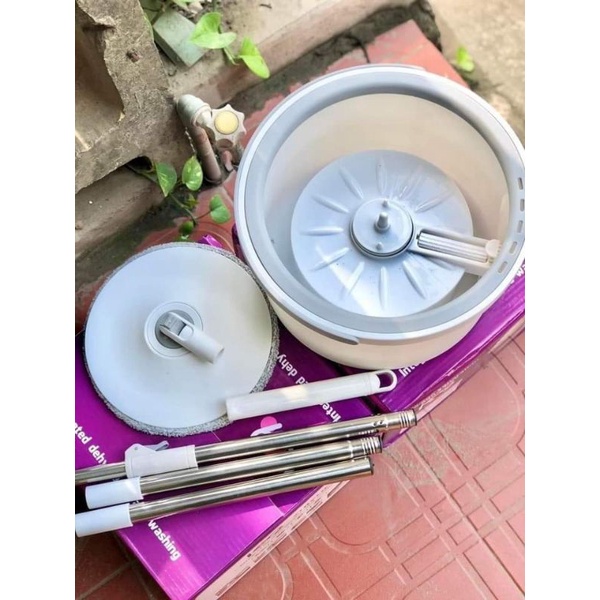 Bộ chổi lau nhà tách nước sạch bẩn thông minh, thiết kế chổi xoay 360 độ K9 - Tặng thêm 1 bông lau