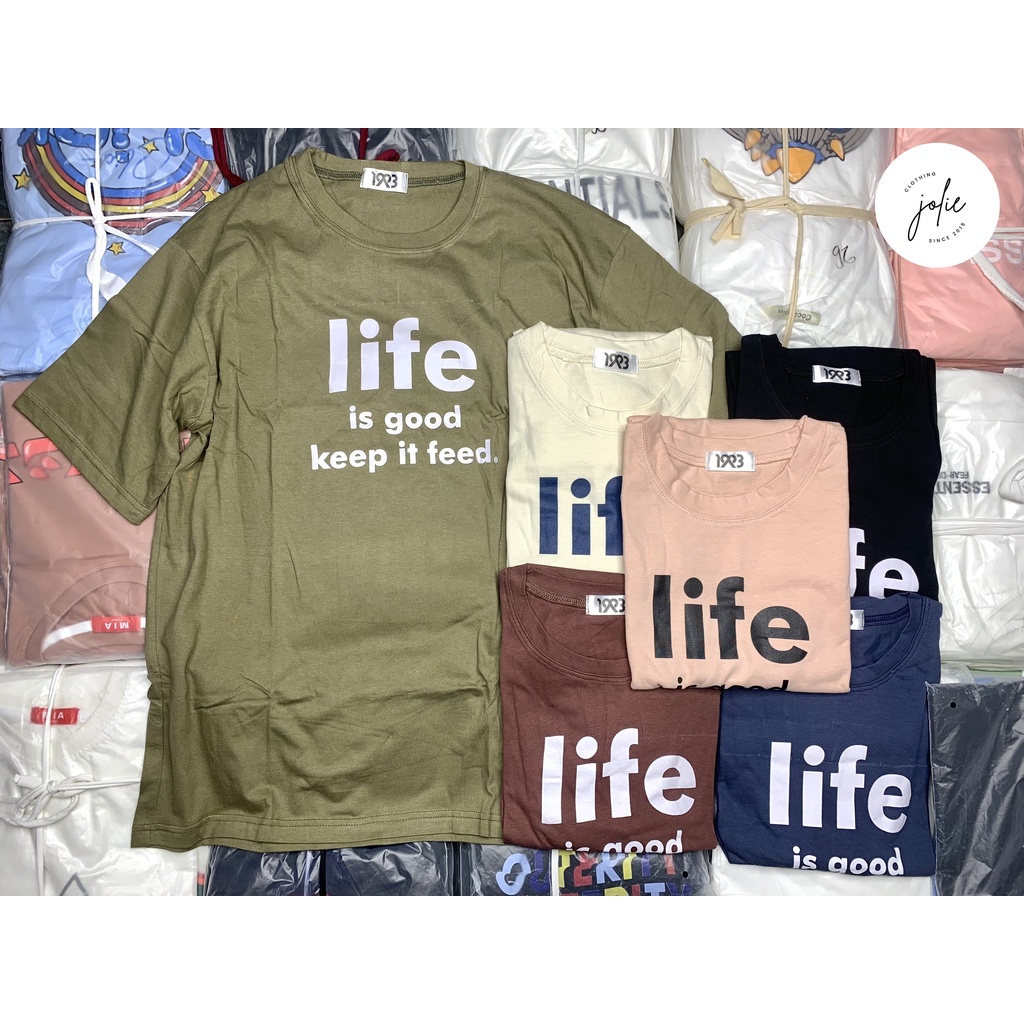 Áo thun tay lỡ, Áo phông nữ form rộng dáng Unisex/Ulzzang mặc lẻ cặp nhóm hoạ tiết in chữ life, chất cotton 100%