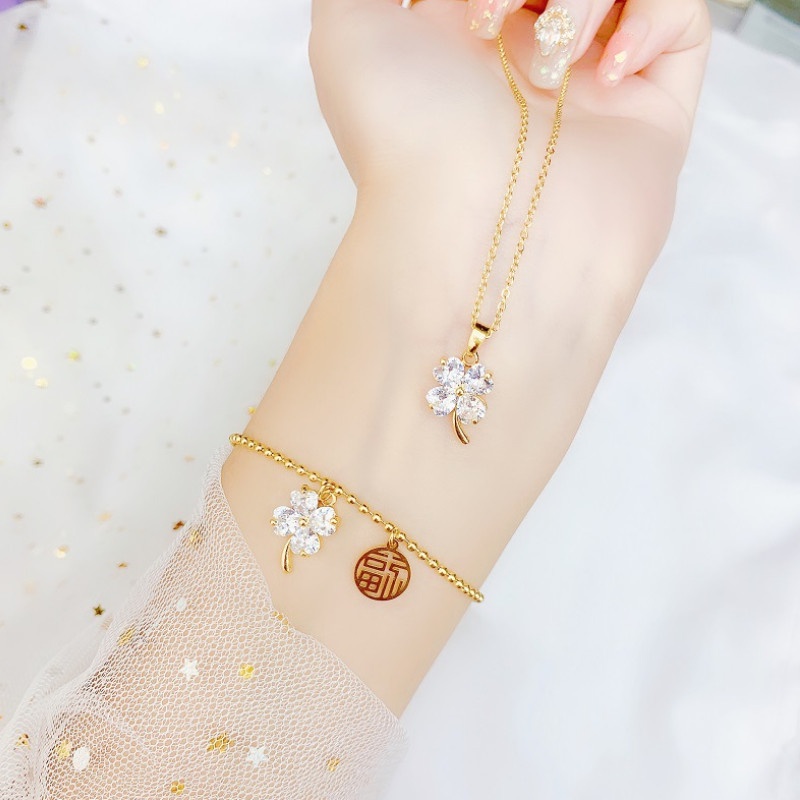 Dây Chuyền Hoặc Lắc Tay Cỏ 4 Lá Titan Ko Han Rỉ TT 3855