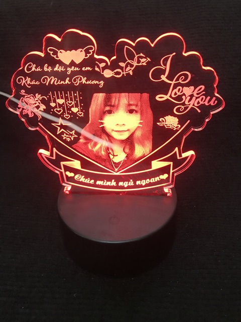 Đèn Led 3d Khắc Hình Ảnh Theo Yêu Cầu  - 16 màu tuỳ chỉnh - Quà tặng từ chú bộ đội