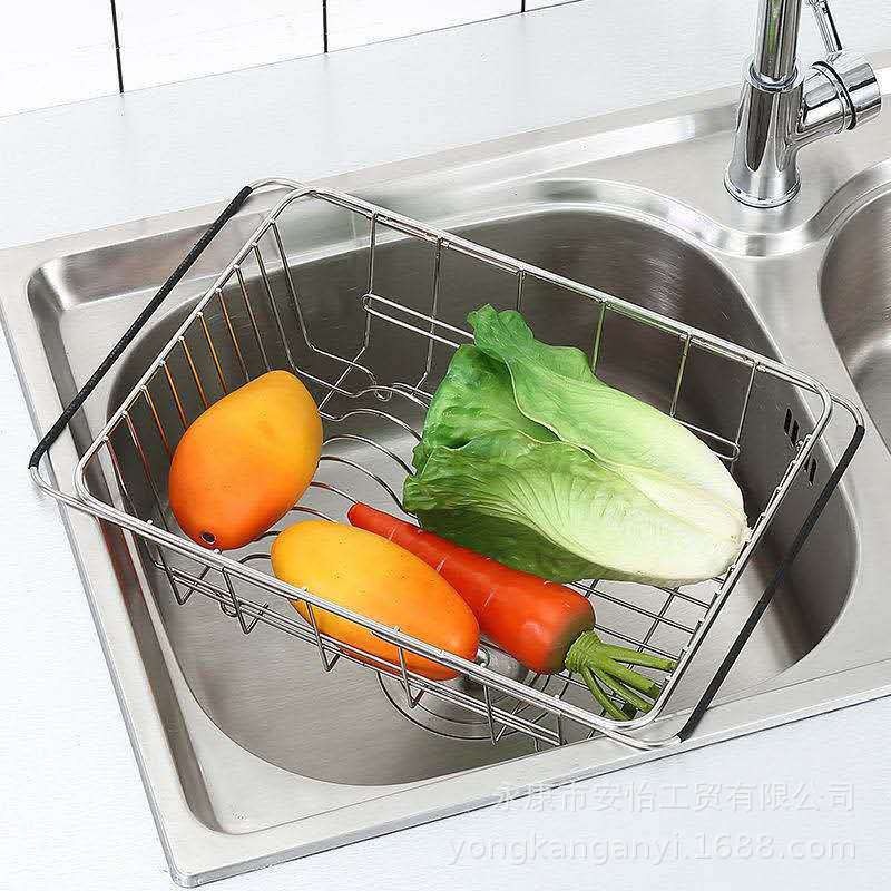 Kệ Inox gác bồn rửa chén đựng bát đĩa Giá úp hoa quả bát đũa có thể kéo dãn