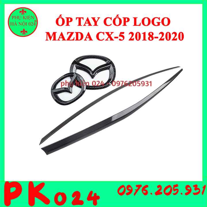 [CX-5 2018-2020] Ốp Trang Trí Tay Mở Cốp Logo Xe Ô Tô CX5, CX-5 2018 2019 2020 Vân Cacbon