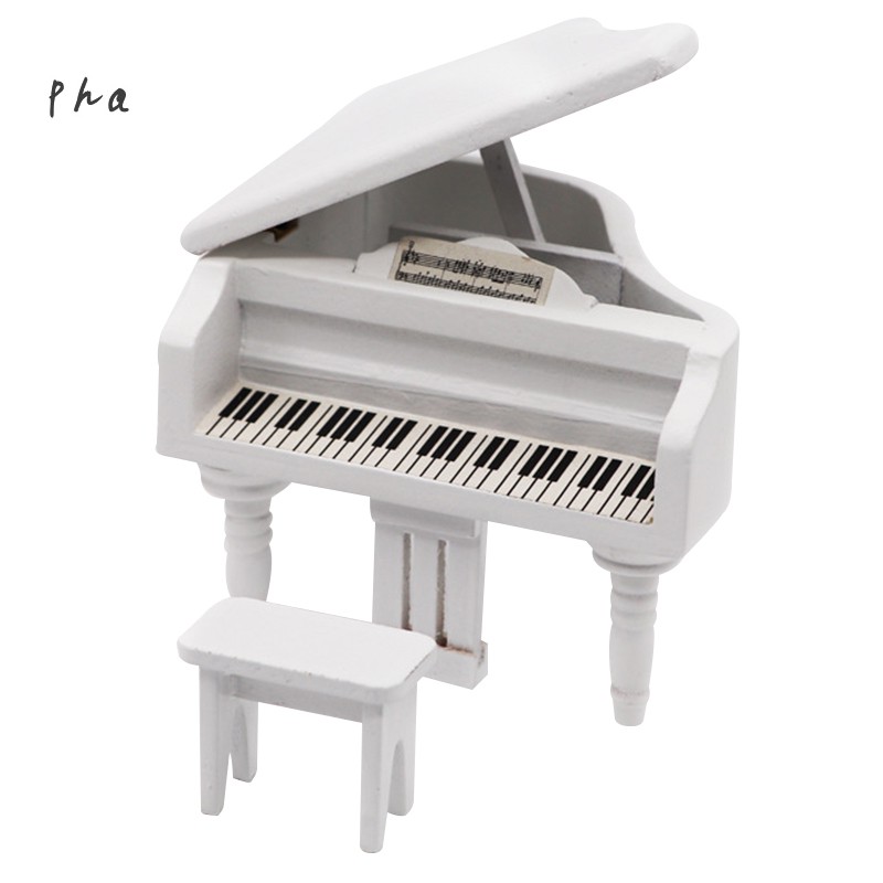 Đàn Piano Mini Bằng Gỗ Tỉ Lệ 1 / 12 Trang Trí Nhà Búp Bê