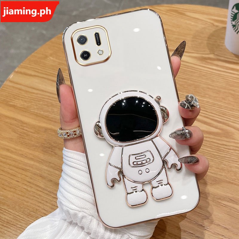 Ốp Điện Thoại Mềm Mạ Điện Hình Phi Hành Gia 3D Có Giá Đỡ Cho Oppo A16K A16E
