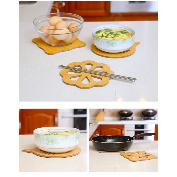 Miếng gỗ lót ly cốc, lót xoong nồi họa tiết