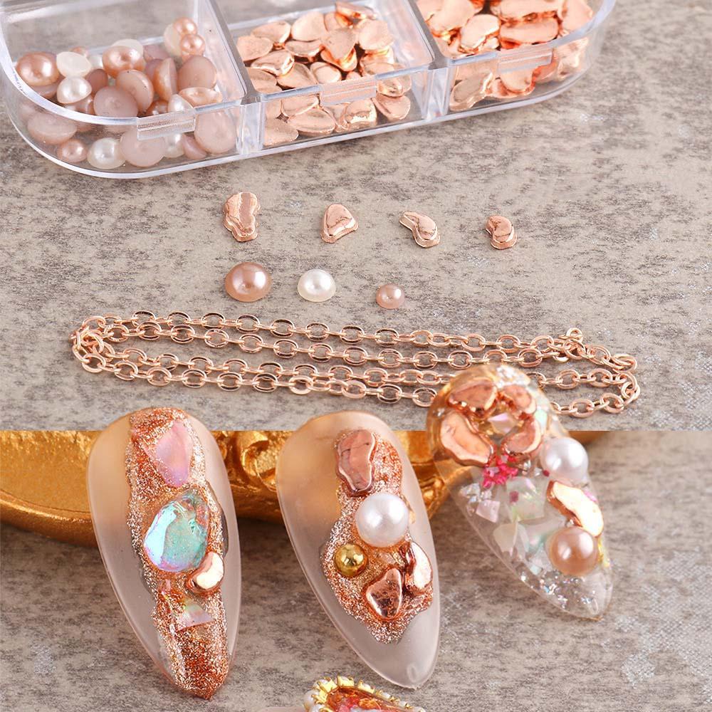 OCEANMAP Hạt Kim Loại 3D Đính Móng Nghệ Thuật