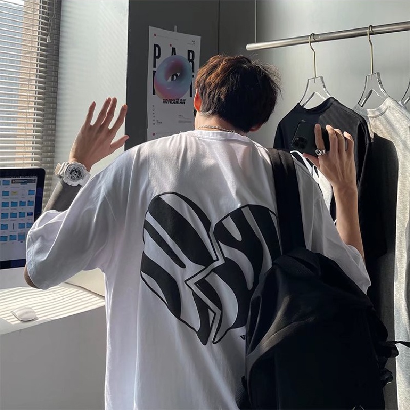 Áo Thun Tay Ngắn Dáng Rộng In Chữ Phong Cách Hip Hop Nhật Bản Thời Trang Mùa Hè Cho Nam Cỡ Lớn M-8XL