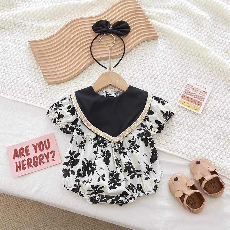Váy, bộ liền tiểu thư kèm bờm chất cotton thoáng mát lại vừa sang chảnh cho các bé (6-15kg)