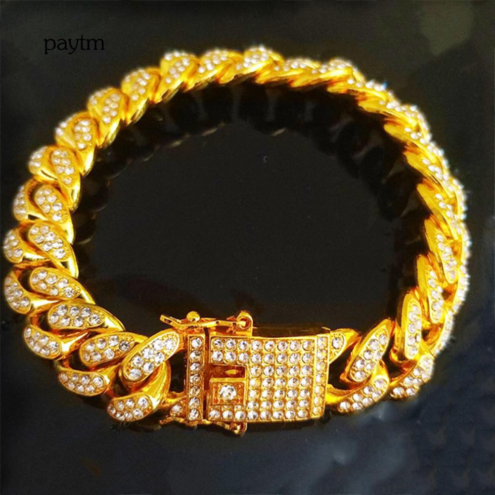 Vòng tay đính đá lấp lánh phong cách hip hop dành cho nam | BigBuy360 - bigbuy360.vn